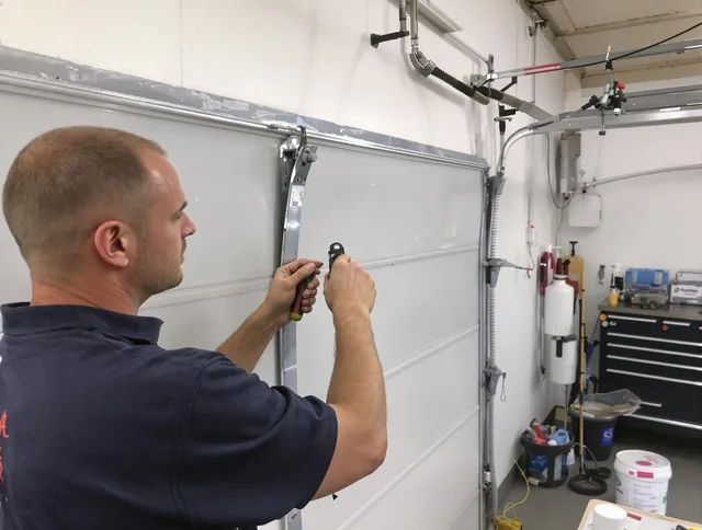 Before and after garage door dent repair by Palm Bay Garage Door Repair in Palm Bay
