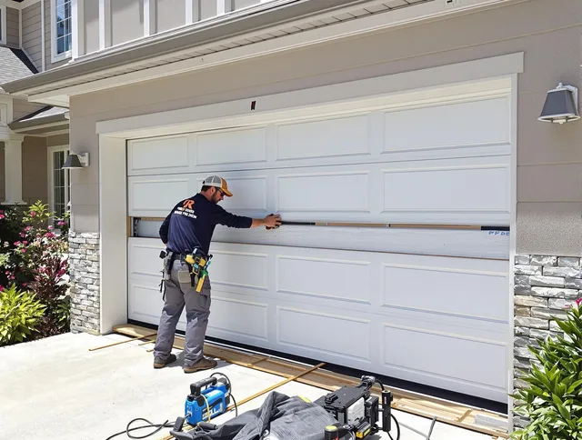 Palm Bay Garage Door Repair team performing complete garage door replacement at Palm Bay residence