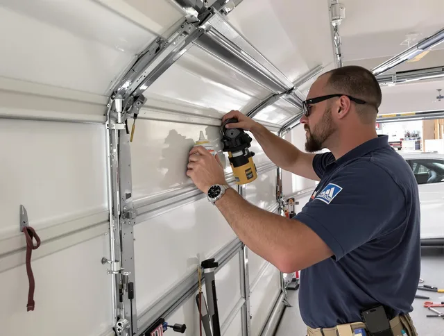 Palm Bay Garage Door Repair technician quieting a noisy garage door in Palm Bay