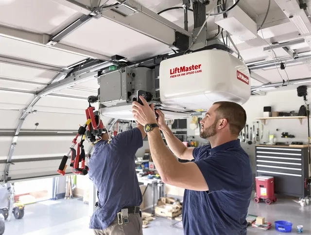 Palm Bay Garage Door Repair technician performing advanced diagnostics on garage opener in Palm Bay